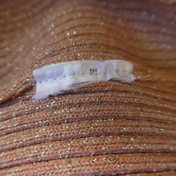 White House Black Market Metallic Ribbed Henley Sweater Pink V Neck Long Sleeve - Picture 7 of 7